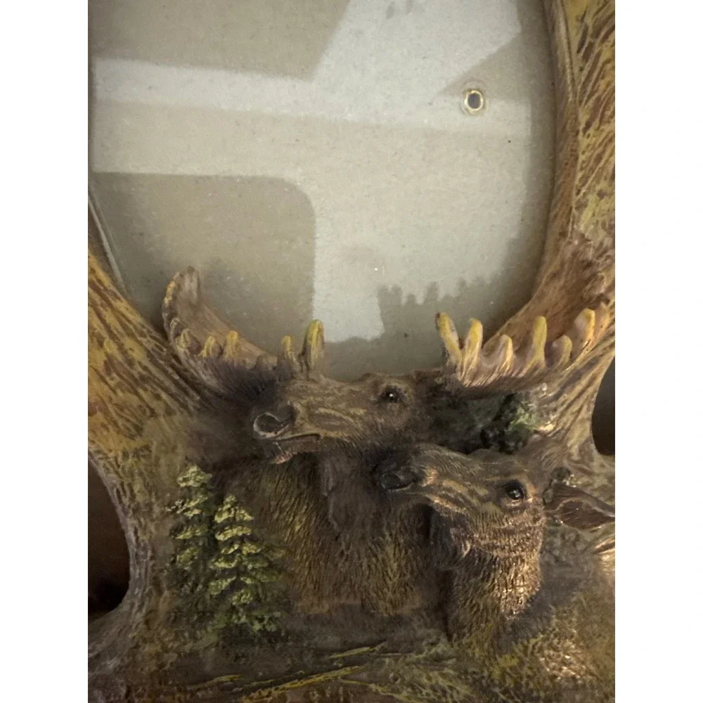 Rustic Faux Moose Antler Wall Picture Frame Wildlife Lodge Cabin Decor 8.5x8in